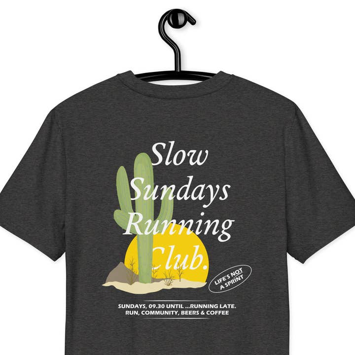 T-shirt en coton biologique Cactus Slow Sundays Running Club pour la vente par ANCHOR & CREW