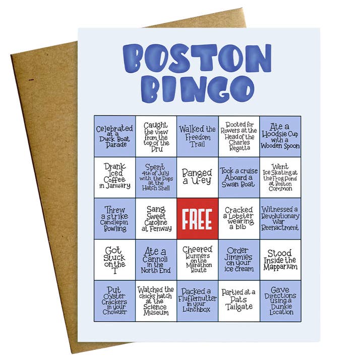 Boston Bingo Card for wholesale by Maggie Moore Studio