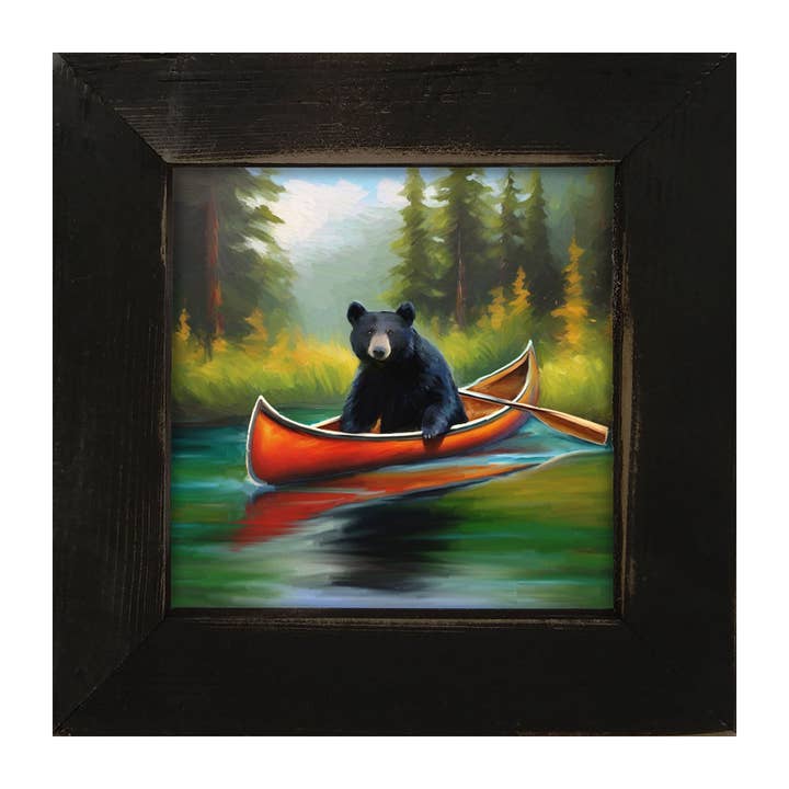 ginger blue - Wholesale Art Print - Black bear in Canoe