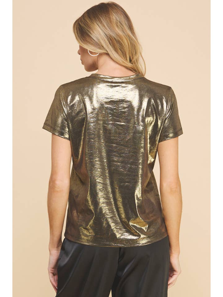 If She Loves - Wholesale T-Shirt - Women's - IST1197MT Metallic Basic T-shirt Red