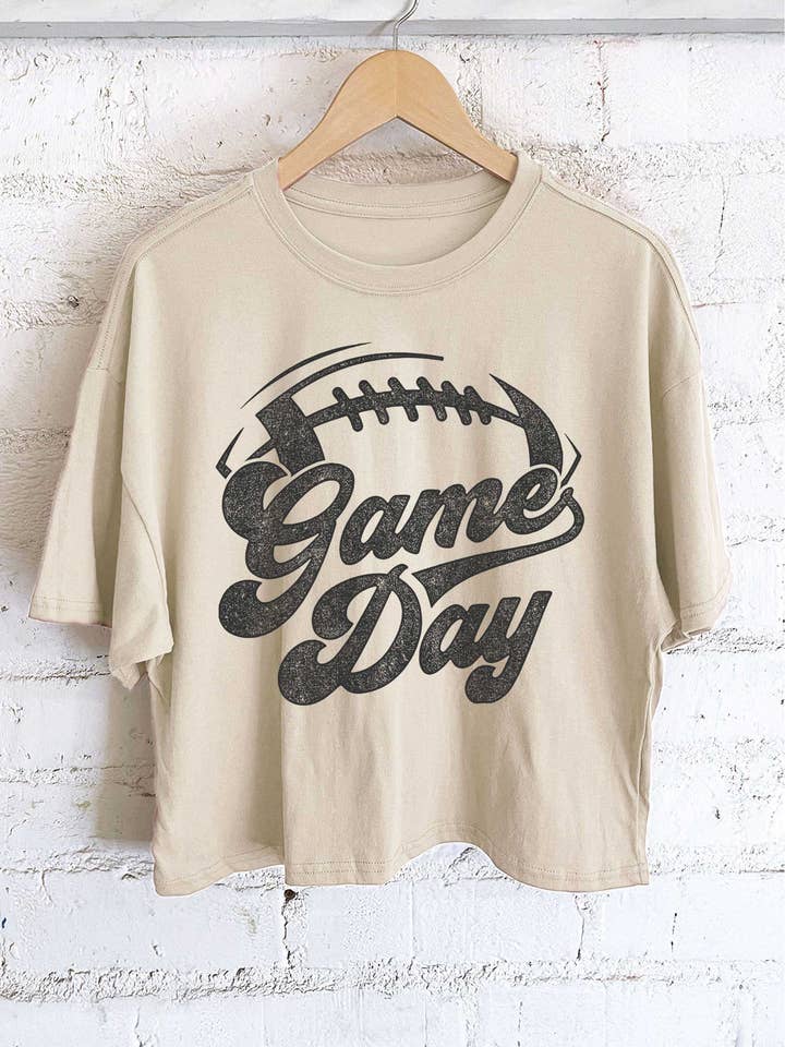 GAME DAY GRAPHIC LONG CROP TOP for wholesale by Rustee Clothing