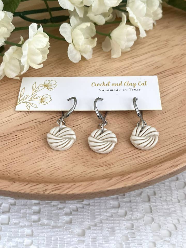 Yarn Ball Stitch Markers for Crochet and Knitting for wholesale by Crochet and Clay Cat