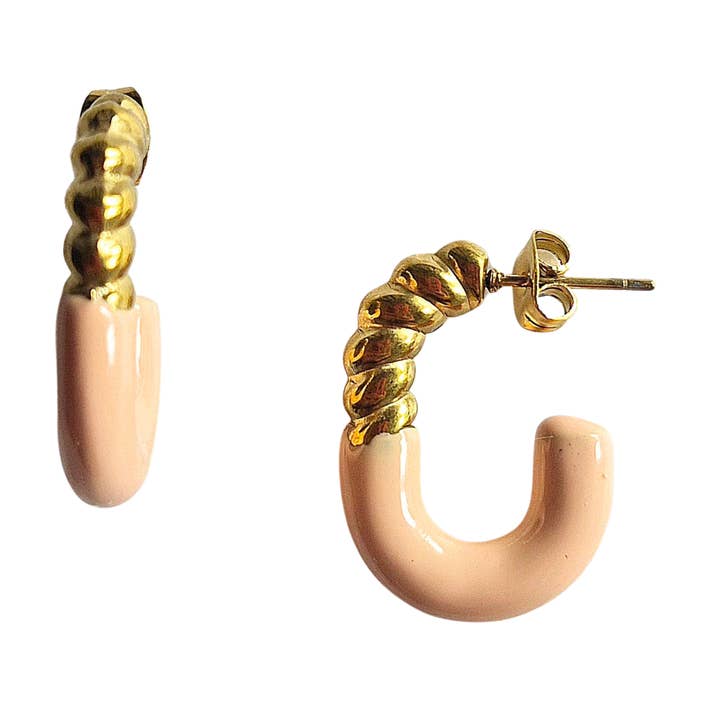 18K Gold Plated Hoop Earring Pink EV7 for wholesale by ZODA