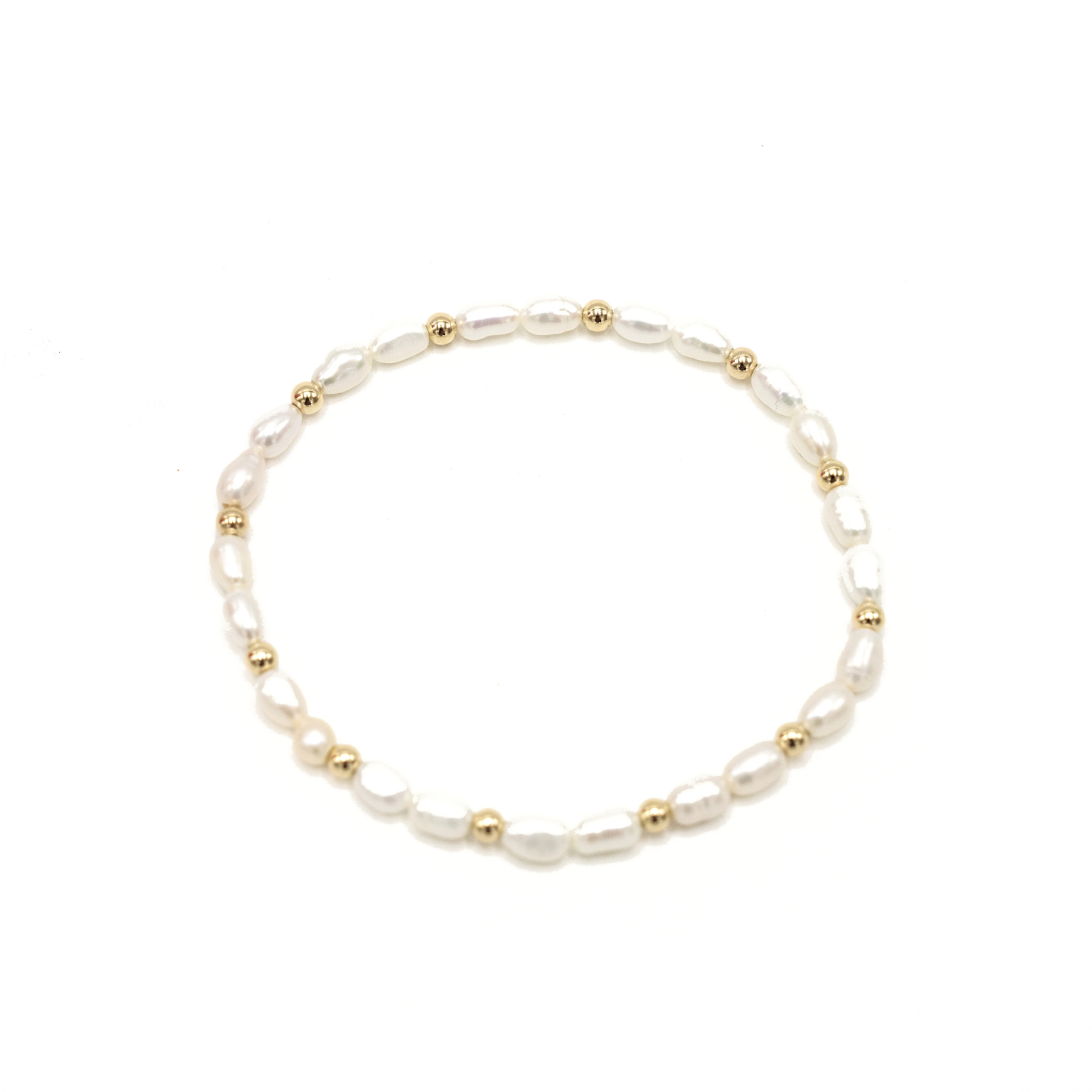 erin gray - Wholesale Beaded Bracelet - Petite Patterned Rice Pearl Bracelet with 3mm 14k Gold-Filled Beads1