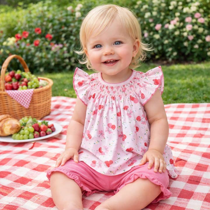 Cherries Girl's Bishop Dress for wholesale by Marco and Lizzy