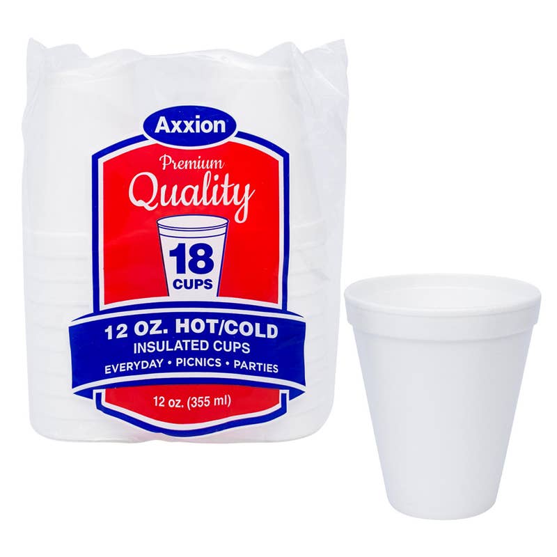 Deluxe Import Trading - Wholesale Disposable Cup - Axxion 18ct Foam Cups- 12oz- White0
