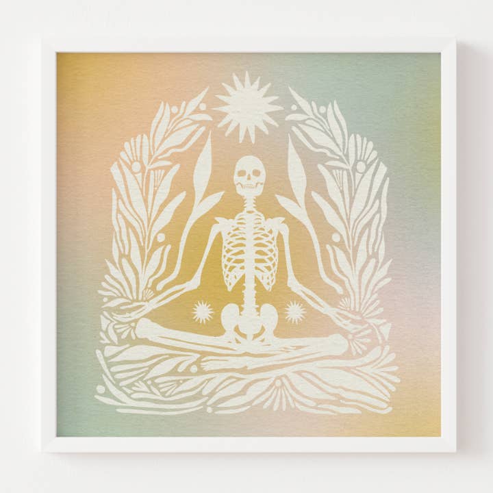 Meditating Skeleton - Art Print for wholesale by The SoulShine Co.