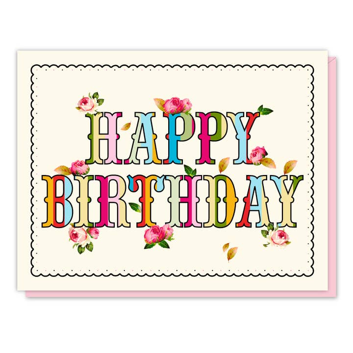 Driscoll Design - Wholesale Birthday Card - Happy Birthday Roses Version 1 Card