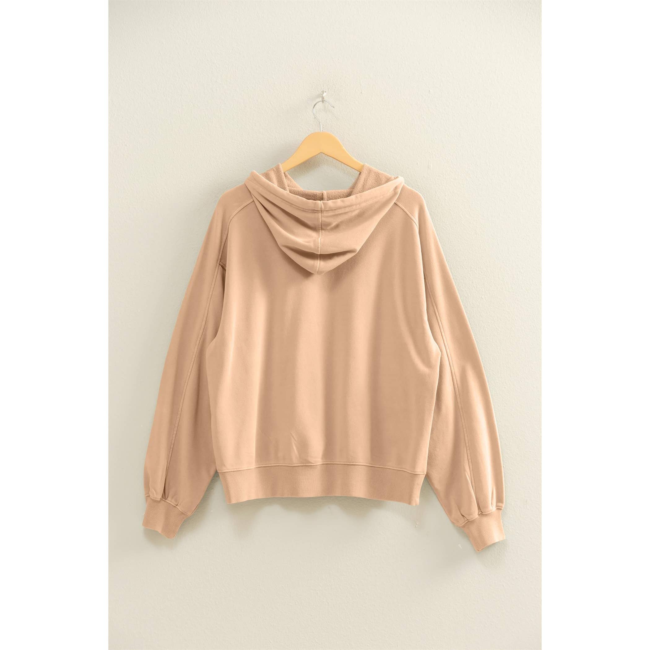 Double Zero - Wholesale Hoodie - Women's - Mineral Washed Seam Detail Hoodie12