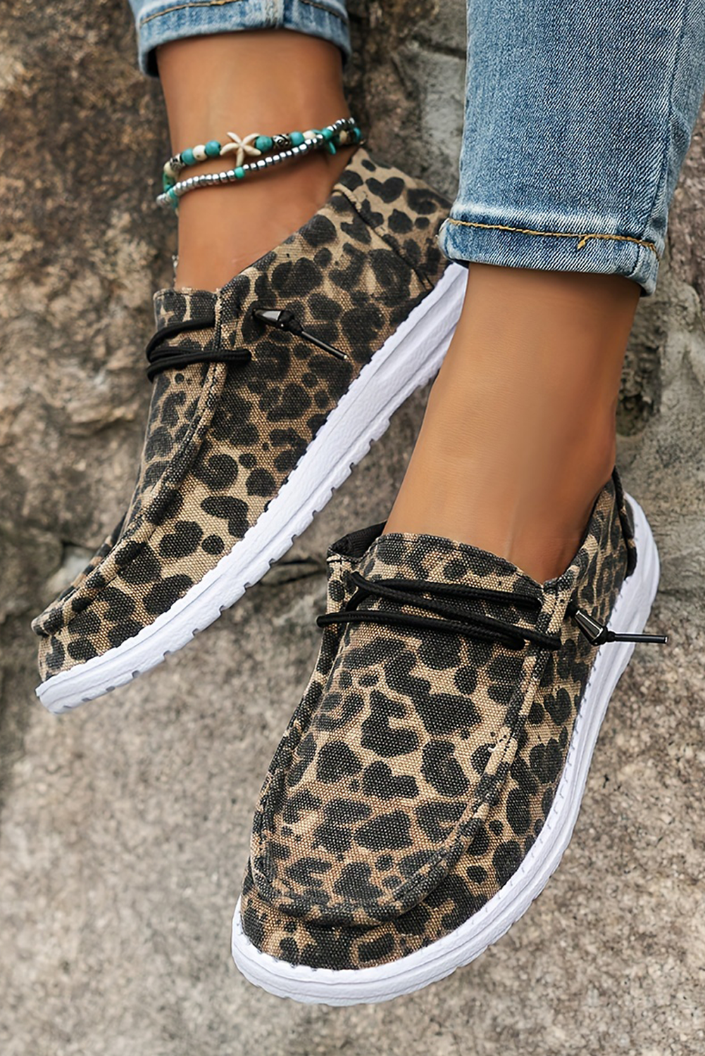 Kira  Lace-up Decor Leopard Canvas Shoes for wholesale on Faire3