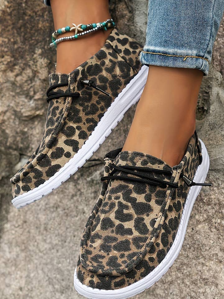 Kira Lace-up Decor Leopard Canvas Shoes for wholesale on Faire3