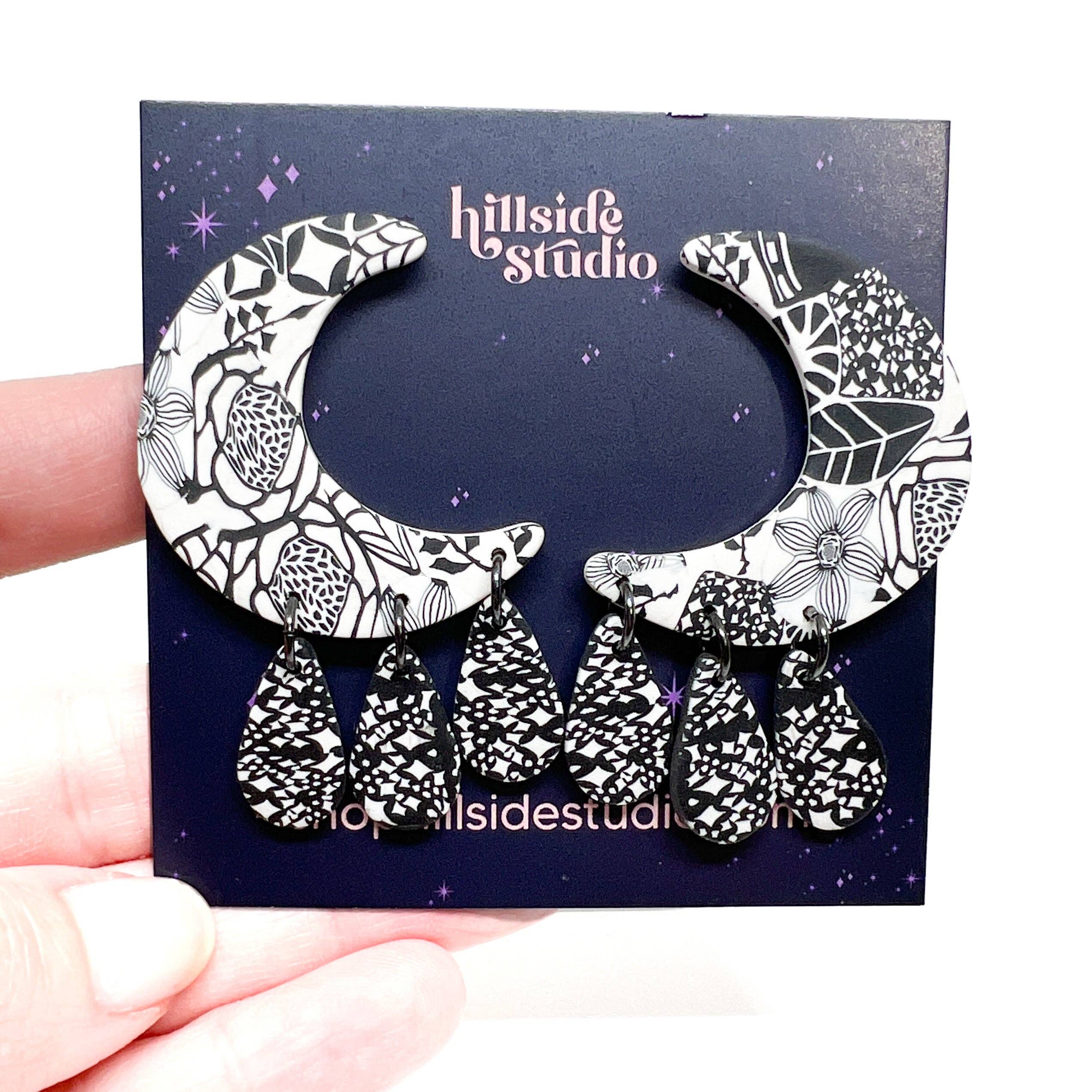 Hillside Studio - Wholesale Dangle Earrings - Luna Earrings -  B & W0