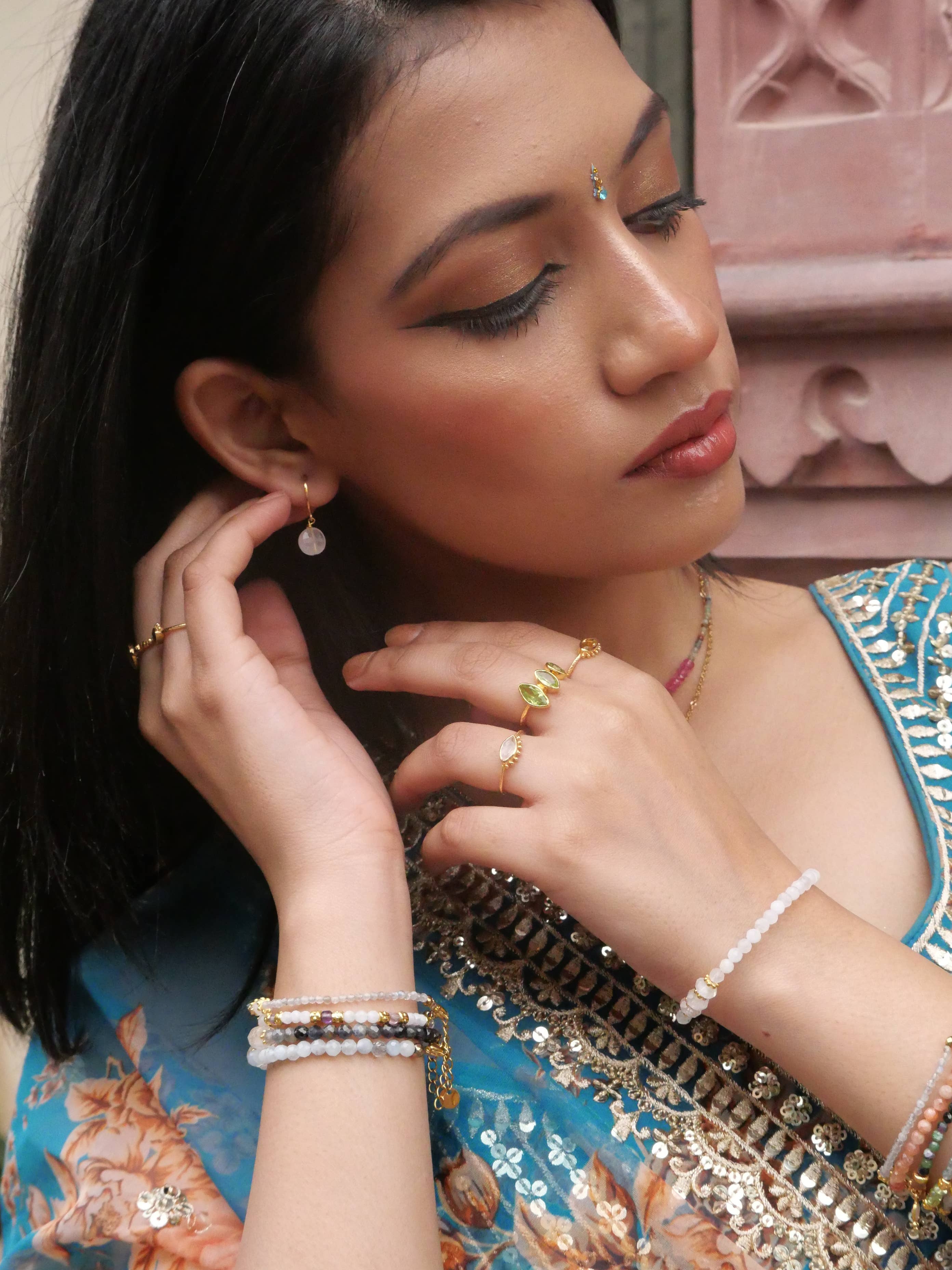 GINANDGER – Anel de pedra única/solitário por atacado – Anel ajustável com pedras à escolha - Dina8