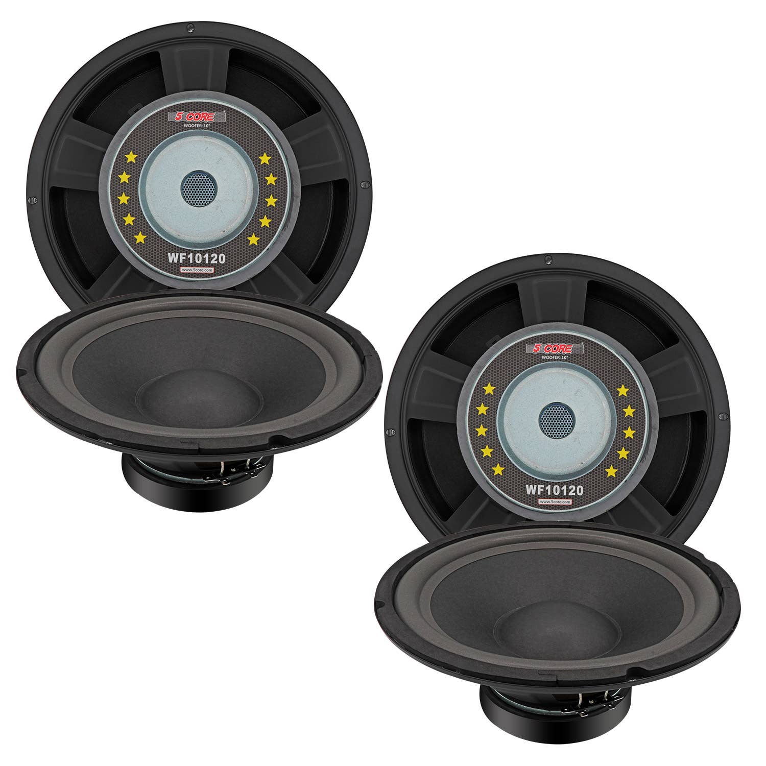 K Cube Inc - Wholesale Speakers - 5Core 10" Subwoofer Pair 600W Car Audio 4Ohm Speaker0