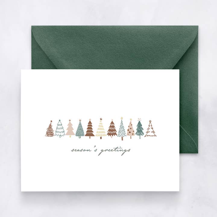 Carte de vœux de saison - Arbres modernes pour la vente par Felicia Nicole Design