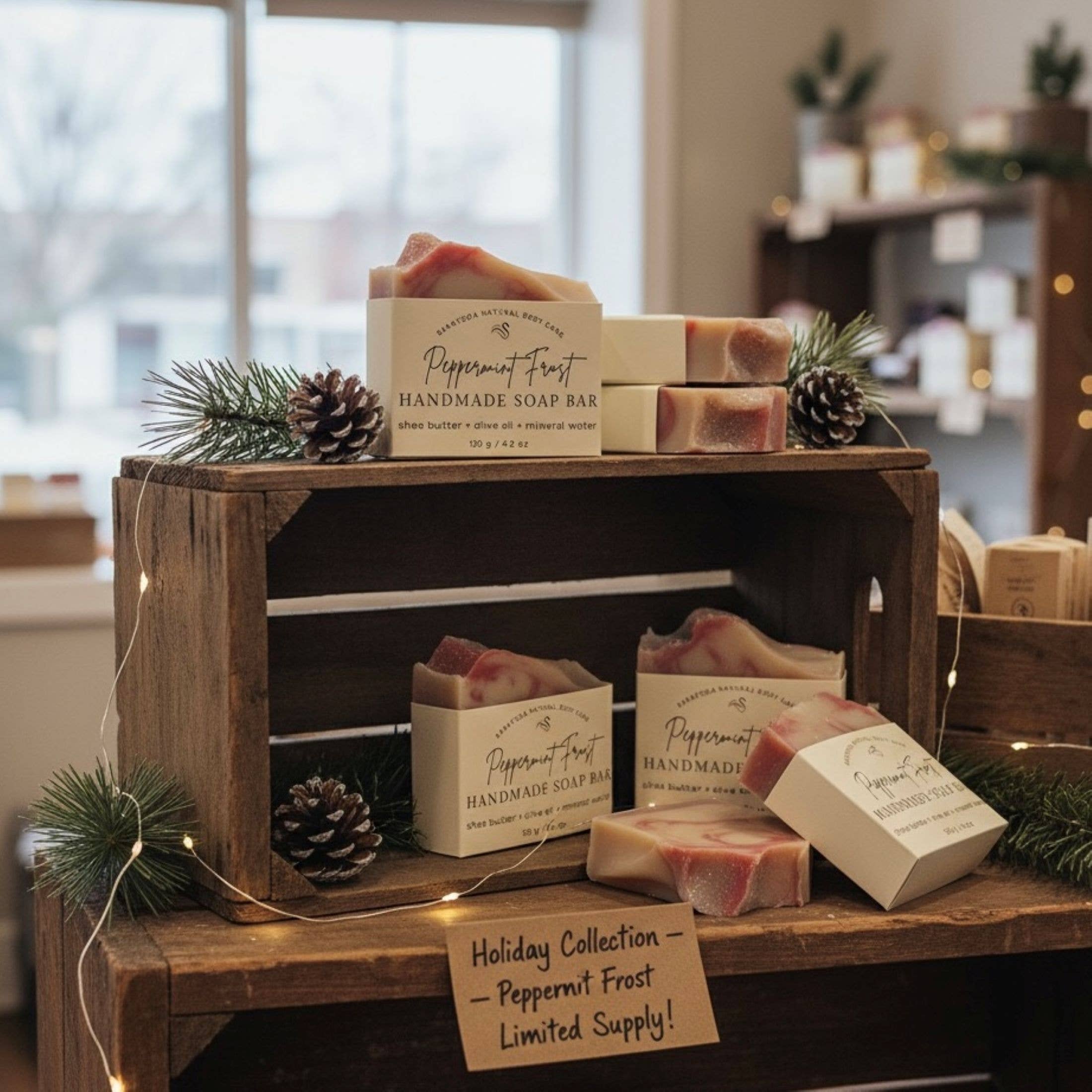 SARATOGA SOAP COMPANY - Wholesale Bar Soap - Peppermint Frost Handmade Soap Bar SEASONAL VEGAN Winter3