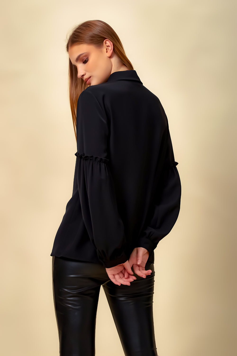 Patchwork Sleeves Shirt in Black for wholesale on Faire2