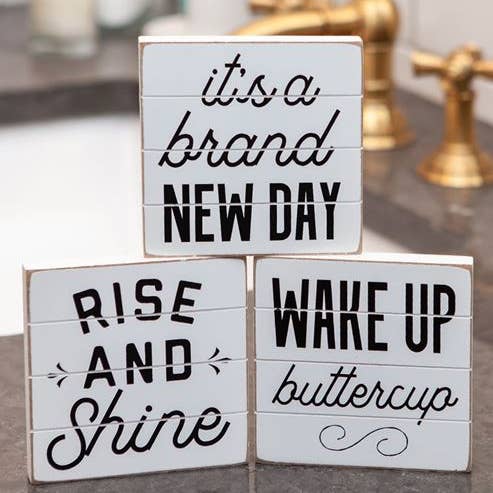 Col House Designs - Wholesale Sign - Good Morning Shiplap Block Sign, 3/Assorted