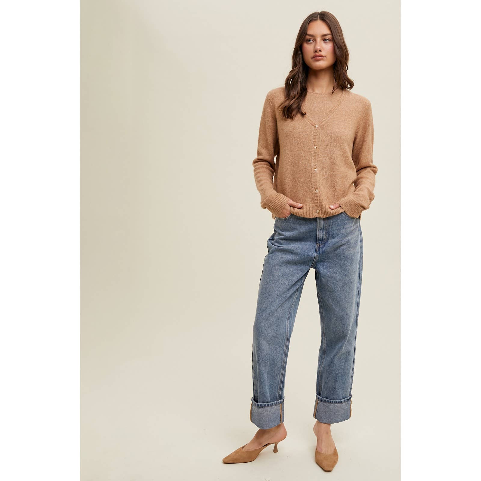 TOAST BRUSHED TANK AND CARDIGAN SET / WL24-9196 for wholesale on Faire1