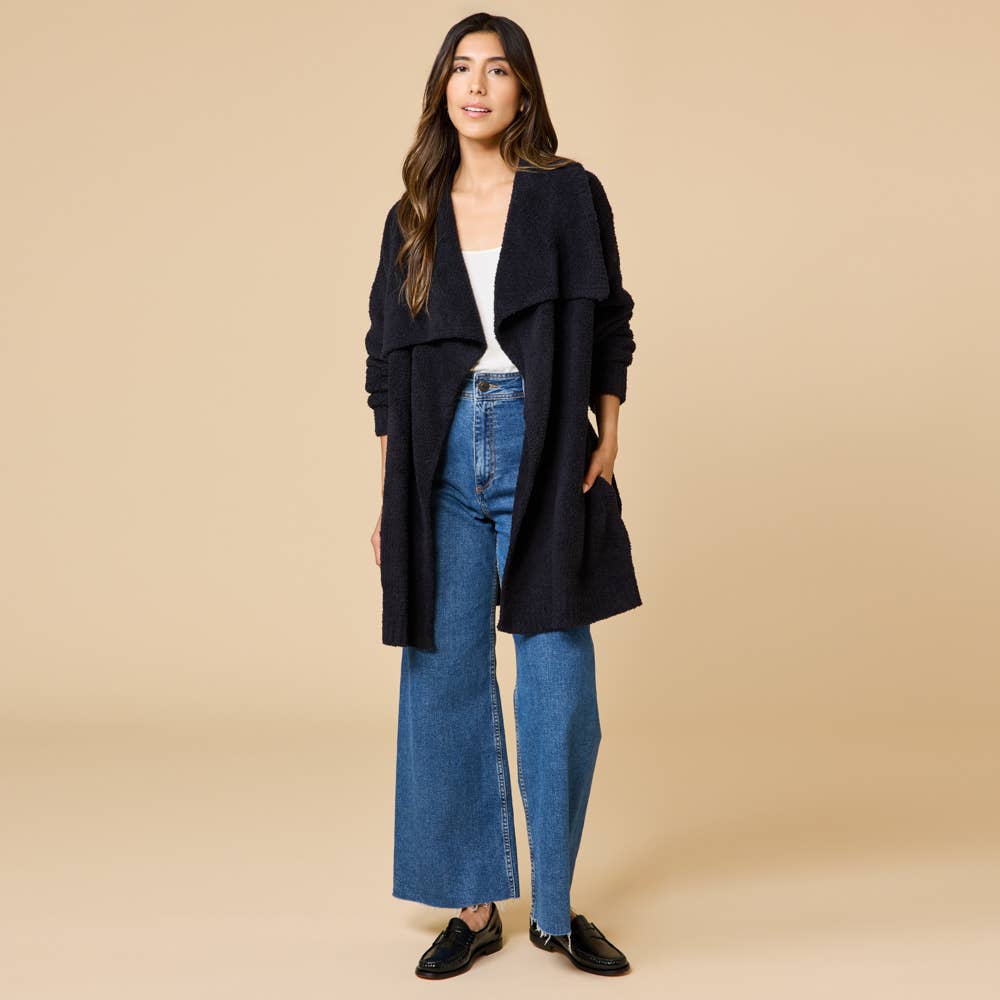 Softies - Wholesale Cardigan - Women's - Ultra-Marshmallow Wrap Cardigan with Exaggerated Collar1