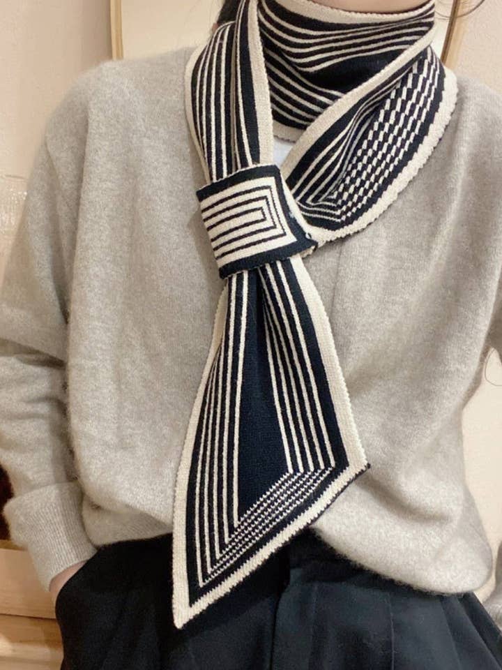 JC023330 Sophie Scarf -Cross-Front Geometric Stripes Sophie Scarf for wholesale by JC Sunny Fashion