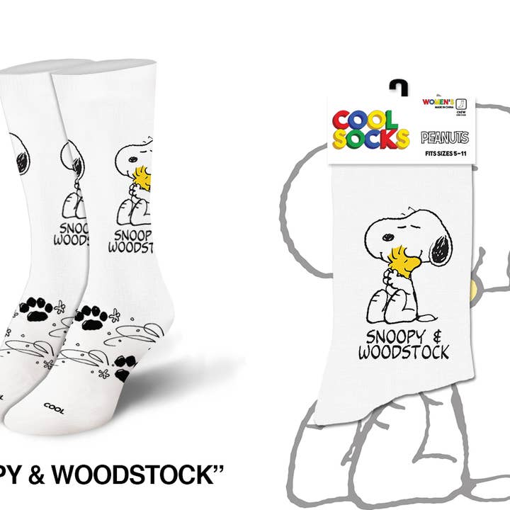 Snoopy & Woodstock - Womens Crew Folded for wholesale by Cool Socks