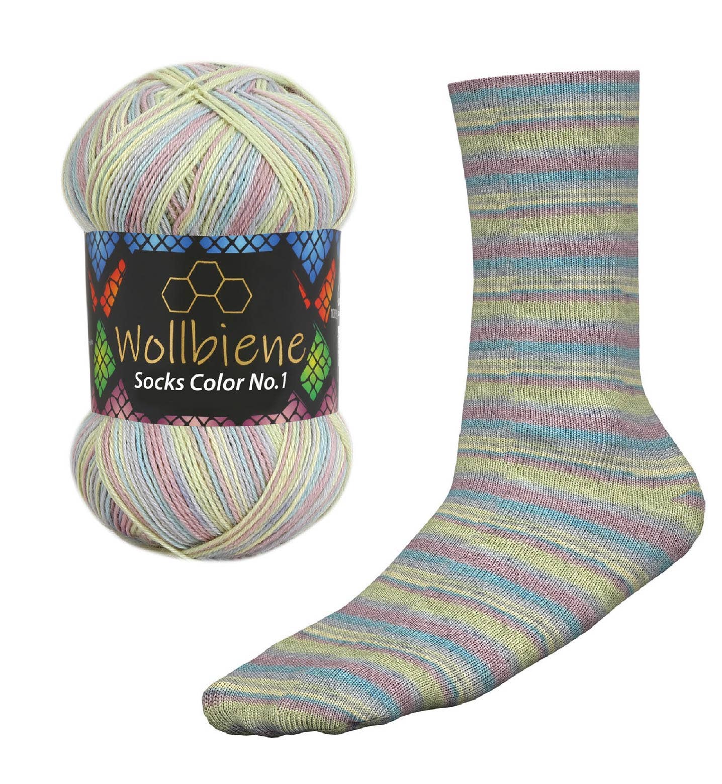Wollbiene - Venta al por mayor Hilos - Hilo para calcetines Wool Bee Socks Color, 100 g, grosor 4 hebras15