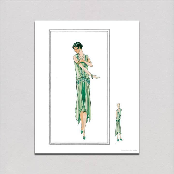 Nile green gown 1920s - Fashion Art Print for wholesale by Laughing Elephant
