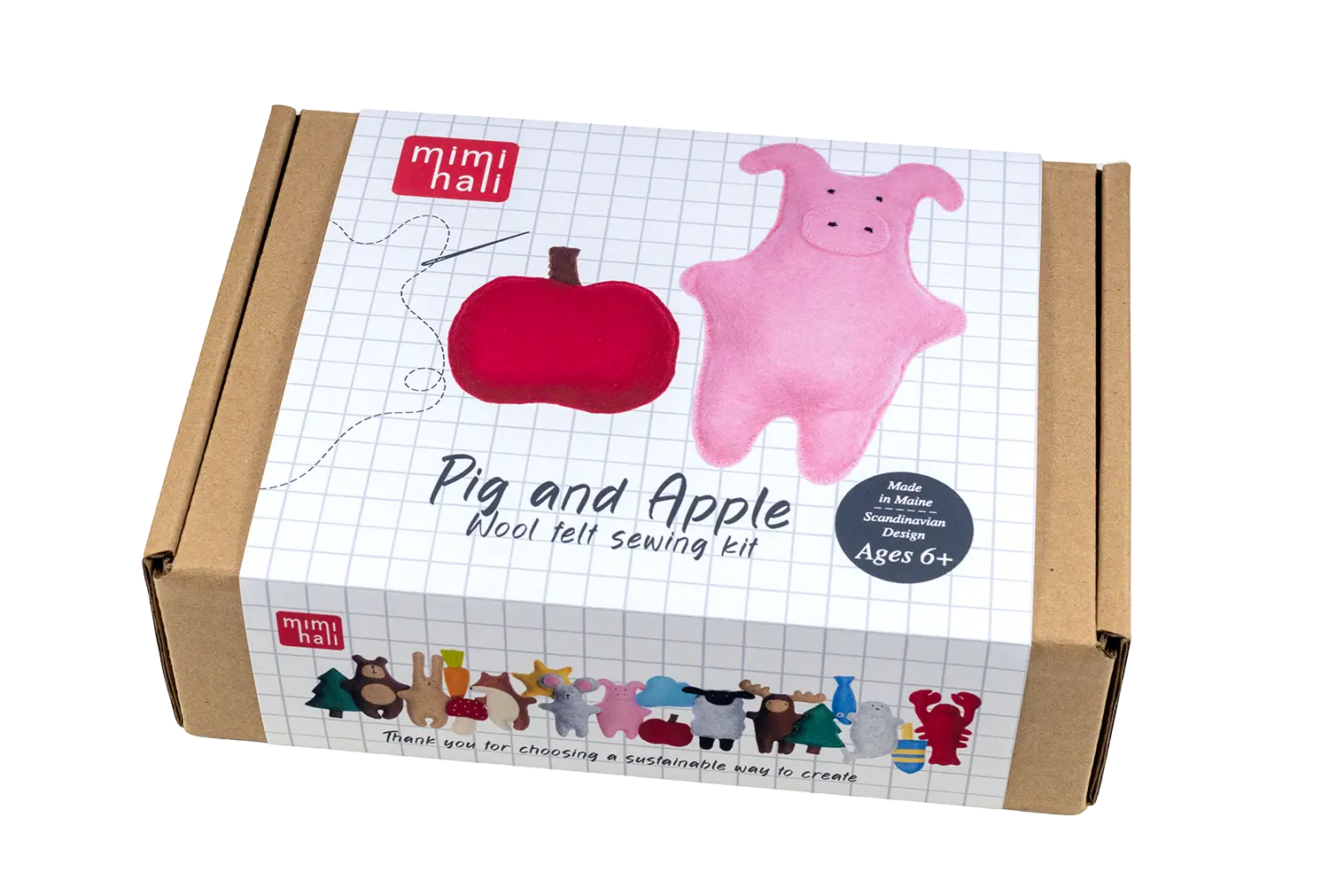 Mimihali - Vendita all'ingrosso Kit da cucito creativo - Kit da cucito in feltro OIVA IL MAIALE + MELA4