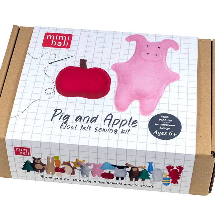 Mimihali - Vendita all'ingrosso Kit da cucito creativo - Kit da cucito in feltro OIVA IL MAIALE + MELA4