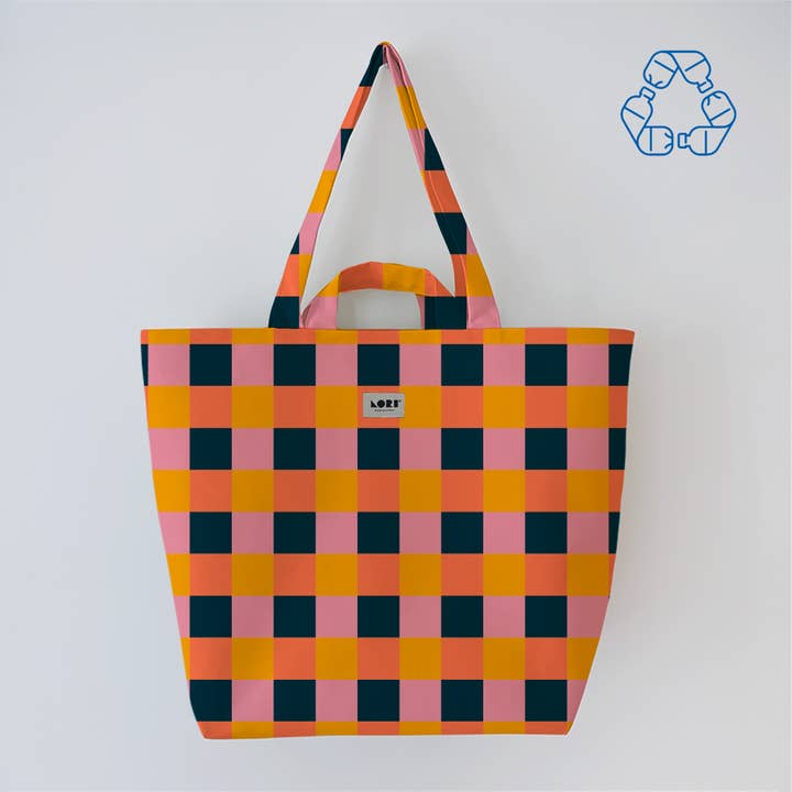Lori Barcelona - Wholesale Tote Bag - Women's - VICHY Checkered Handle Bag Color18
