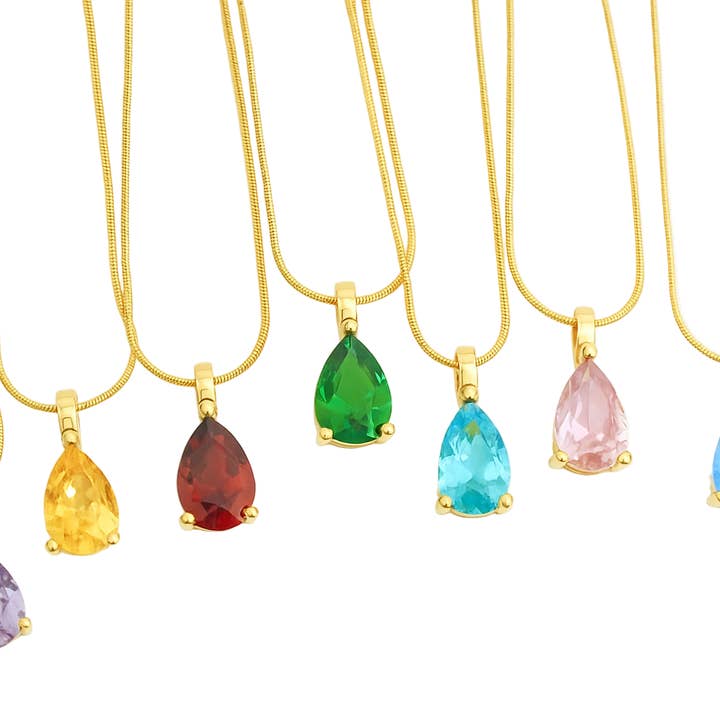 Collar de piedra natal en forma de lágrima para venta al por mayor de Animira Jewels