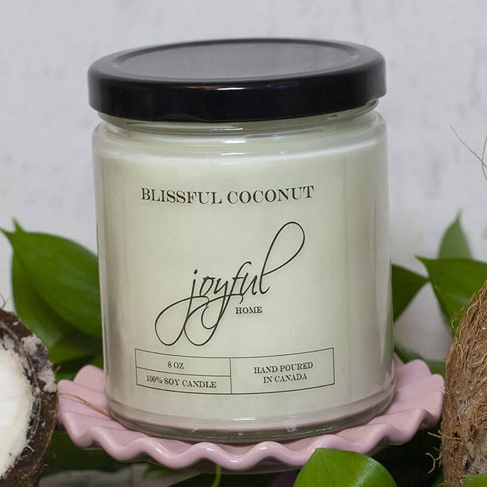 Blissful Coconut Soy Candle 8 oz for wholesale by Joyful Home Inc.