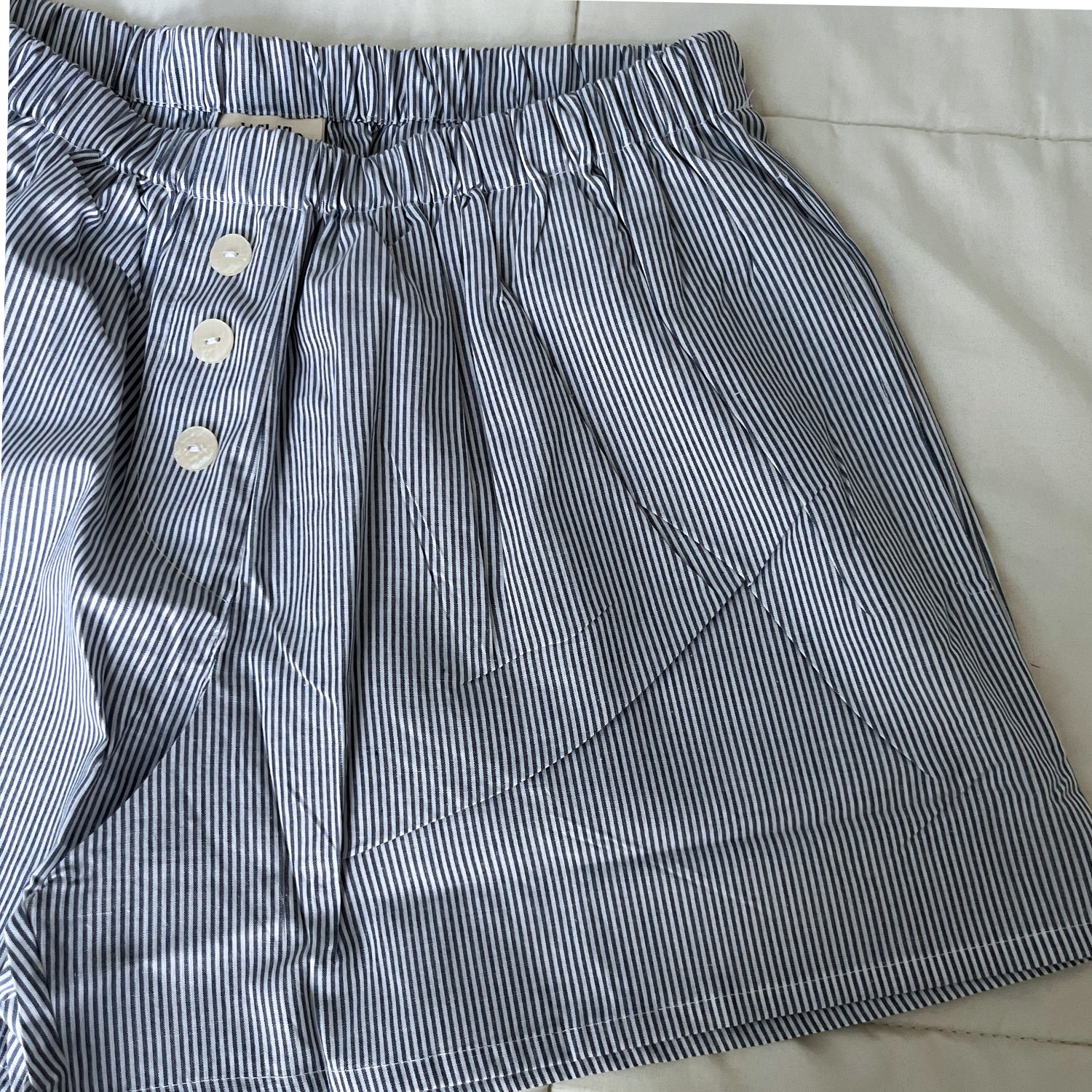 Wildflo Studio - Wholesale Shorts - Women's - Cotton Button Down Shirt & Shorts Set- Sea Blue Stripe4