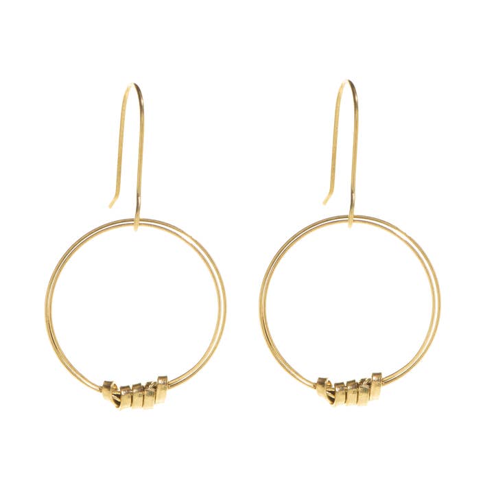 Mässing band enda Hoop-örhängen Medium för wholesale av Just Trade UK