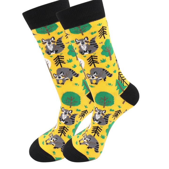 Real Sic – wholesale Socks – Unisex – Forest Raccoon Socks - Comfy Cotton for Men & Women