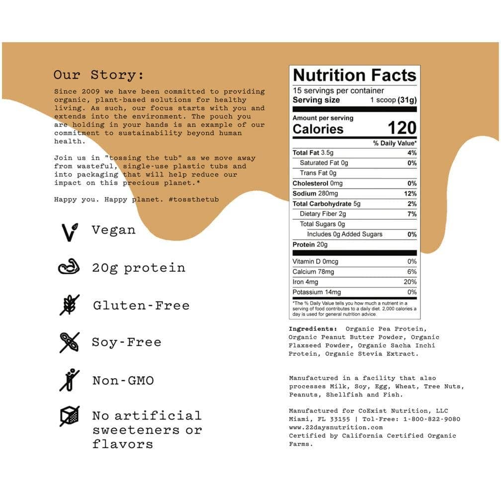 22 Days Nutrition - Vente Poudres protéinées/superaliments - Poudre de protéines végétales biologiques (20 g de protéines, faible teneur en glucides)23