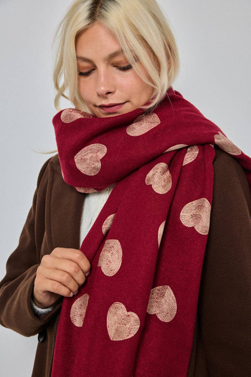 BYREN | ÉLINE L'ATELIER - Venta al por mayor Bufanda - Mujer - Bufanda de lana con estampado de corazones FL213DF5