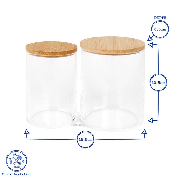 Rinkit Ltd - Wholesale Canister - Twin Bathroom Canister with Bamboo Lid - By Harbour Housewares5