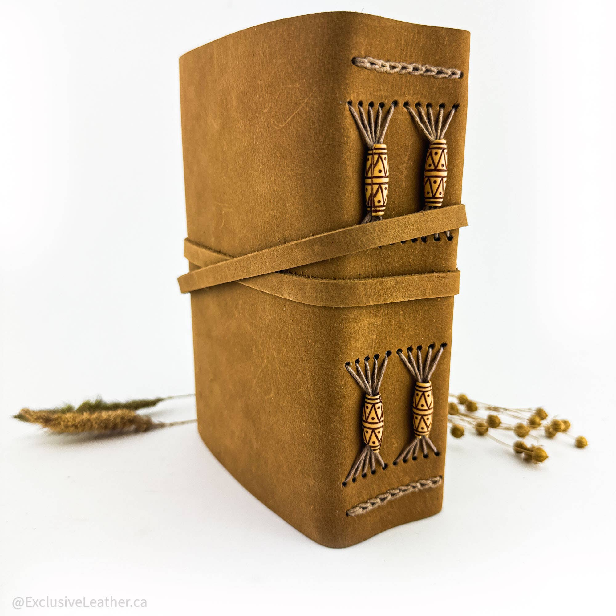 Exclusive Art Inc - Wholesale Journal/Diary - Leather Journal with key design // Artisan Wood Bead Binding3