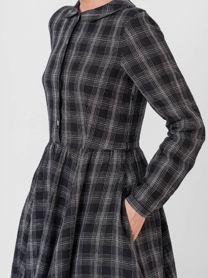 Night Garden Classic – Midi Linen Dress with Peter Pan Collar for wholesale on Faire31