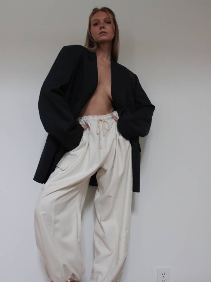 Na Nin – Calças - Mulher por atacado – Calças Cargo de Seda Cooper Canvas