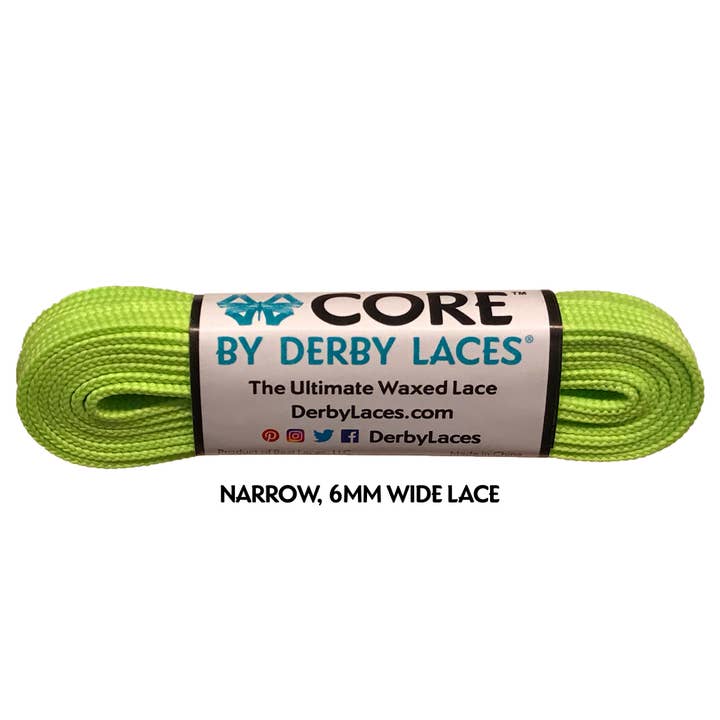 Lacet Core vert citron de 108 pouces (274 cm) par Derby Laces (dentelle étroite de 6 mm de large) pour la vente par Derby Laces