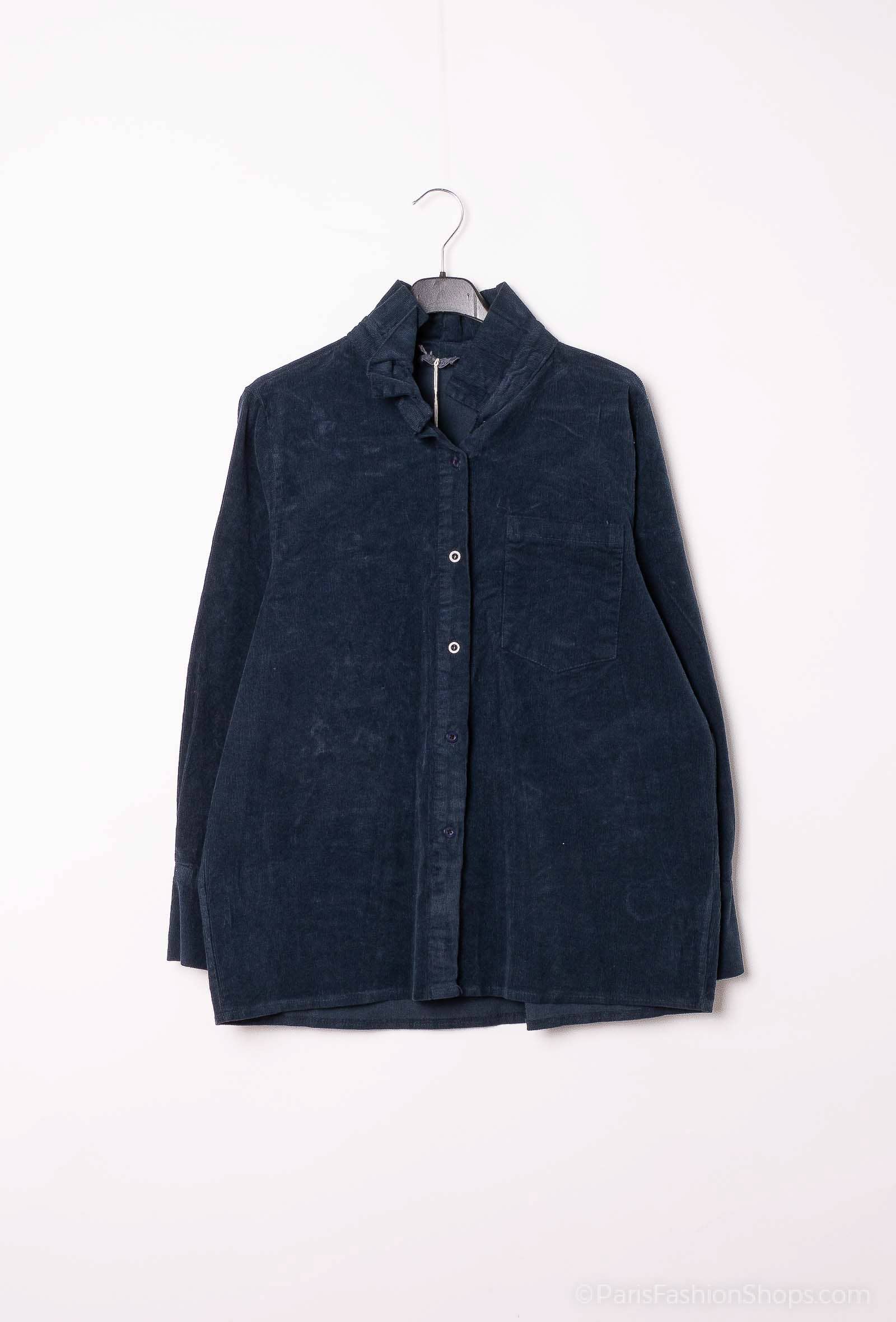 Pépouz' Paris - Wholesale Button Down Shirt - Women's - Corduroy shirt with ruffled collar PC255219