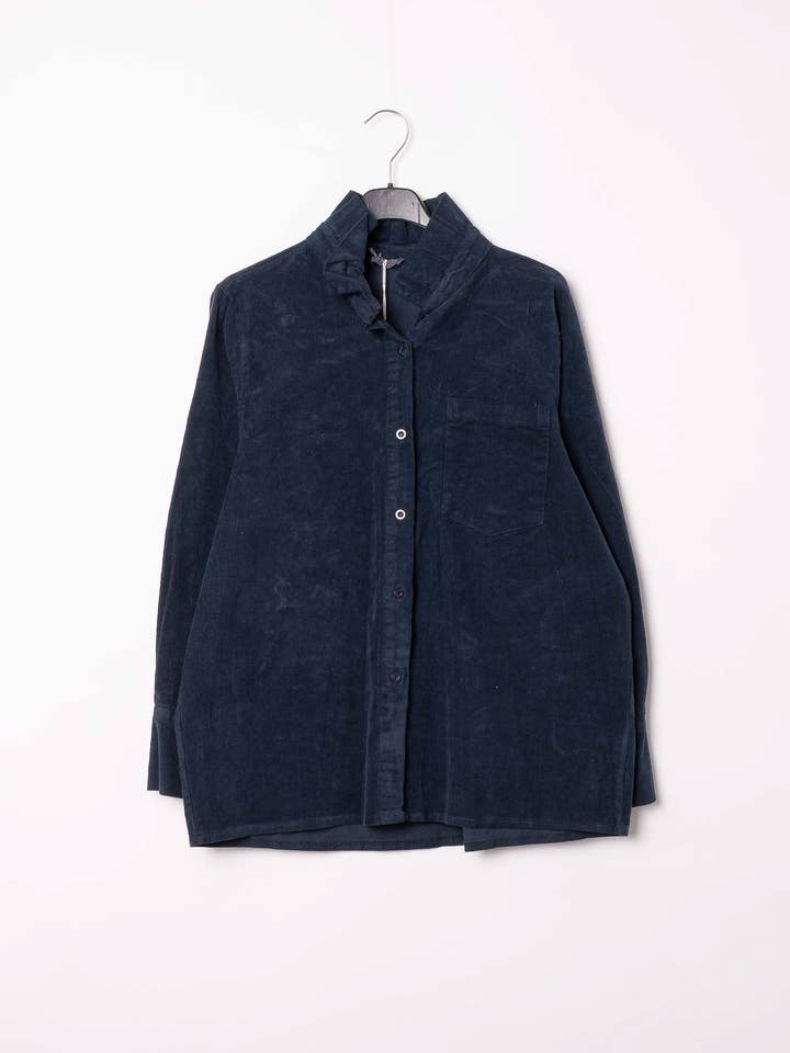 Pépouz' Paris - Wholesale Button Down Shirt - Women's - Corduroy shirt with ruffled collar PC255219