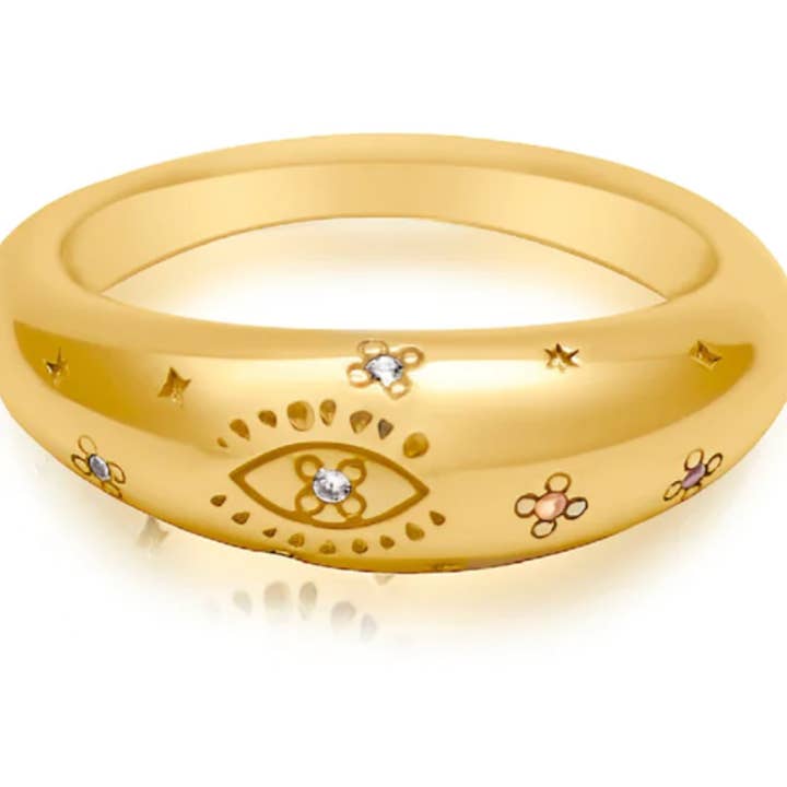 HoopLa – wholesale Band/Stackad Ring – Evil Eye Dome staplingsring - Galaxy Confettiring1