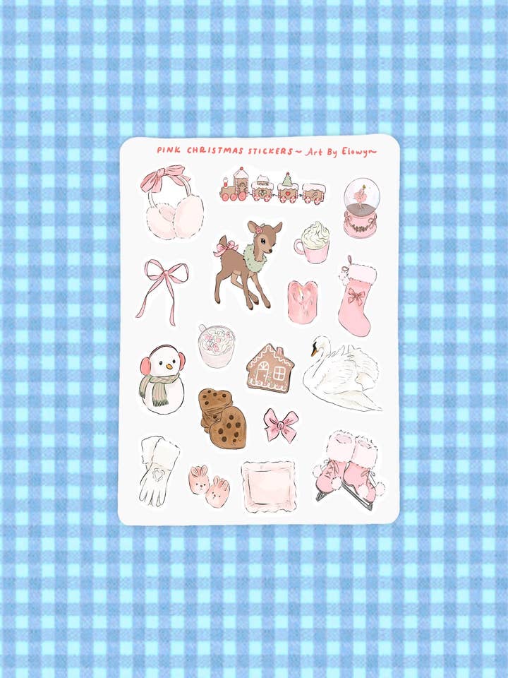 Lyserød juleklisterark for engroshandel hos Art By Elowyn