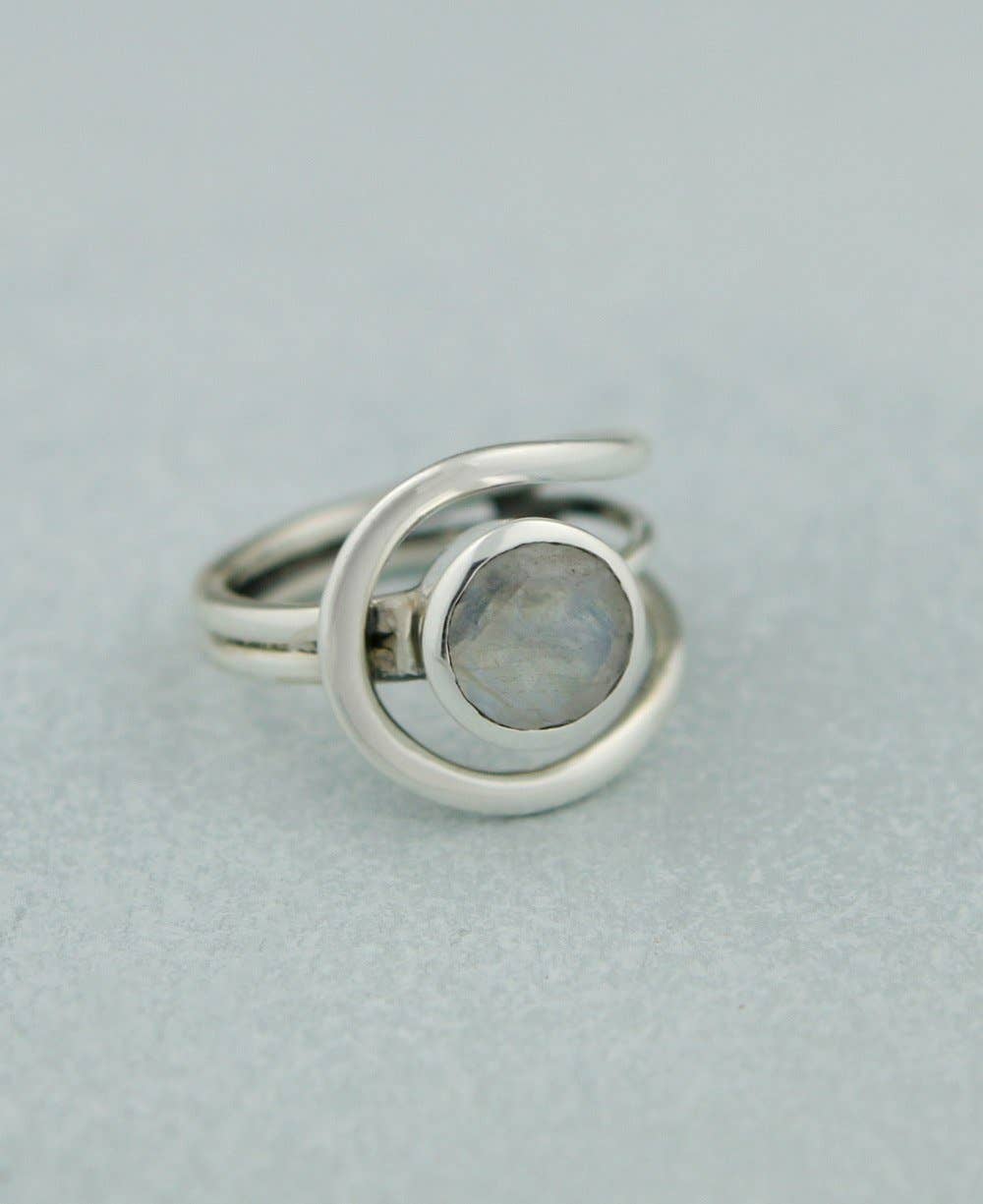Culture Spot - Wholesale Single Stone/Solitaire Ring - Sterling Silver Loop Ring With Moonstone1