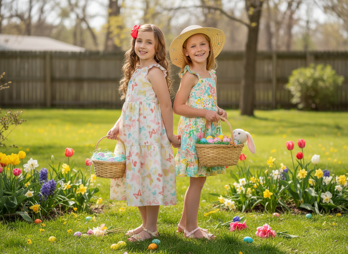 Minna - Wholesale Dress - Kids -  Flutter Sleeve Sun Dress - Magical Sunny Meadow Florals14