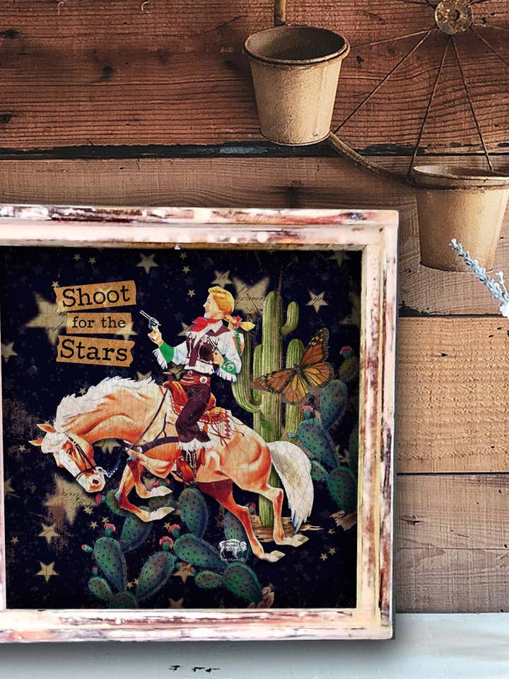 Obra de arte con marco cuadrado «Shoot for the Stars» para venta al por mayor de TroubleMaker Trading Company